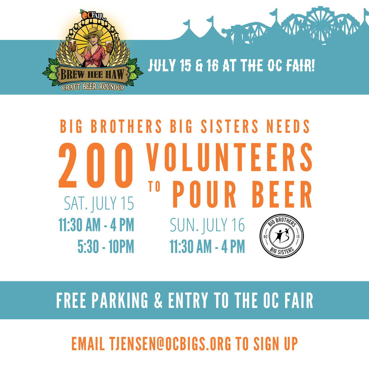 Volunteer at Brew Hee Haw at the OC Fair! Banner