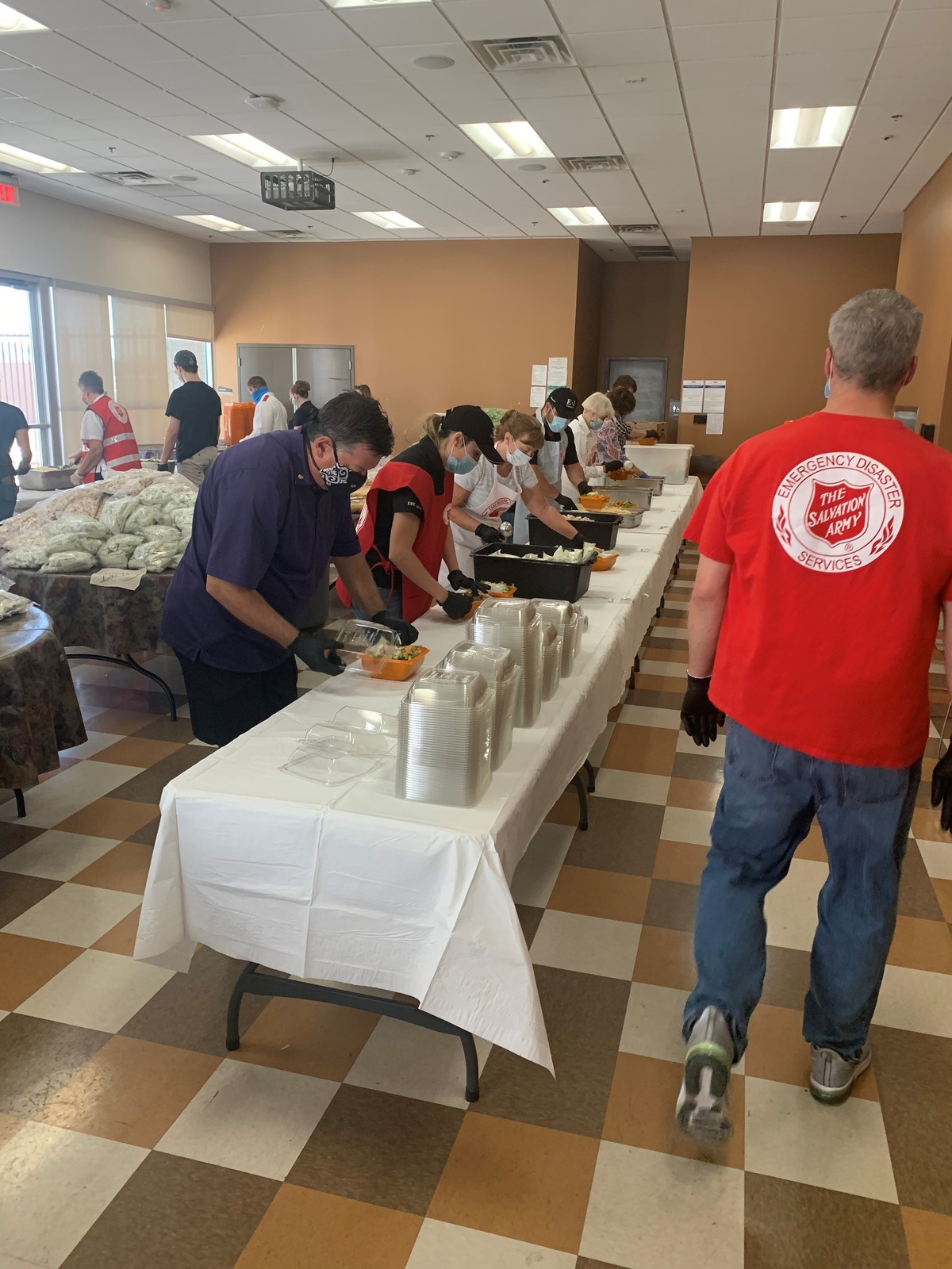Salad Packing at Salvation Army Banner