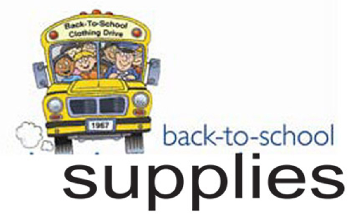 Stuffing backpacks with school supplies -- Glendale Banner