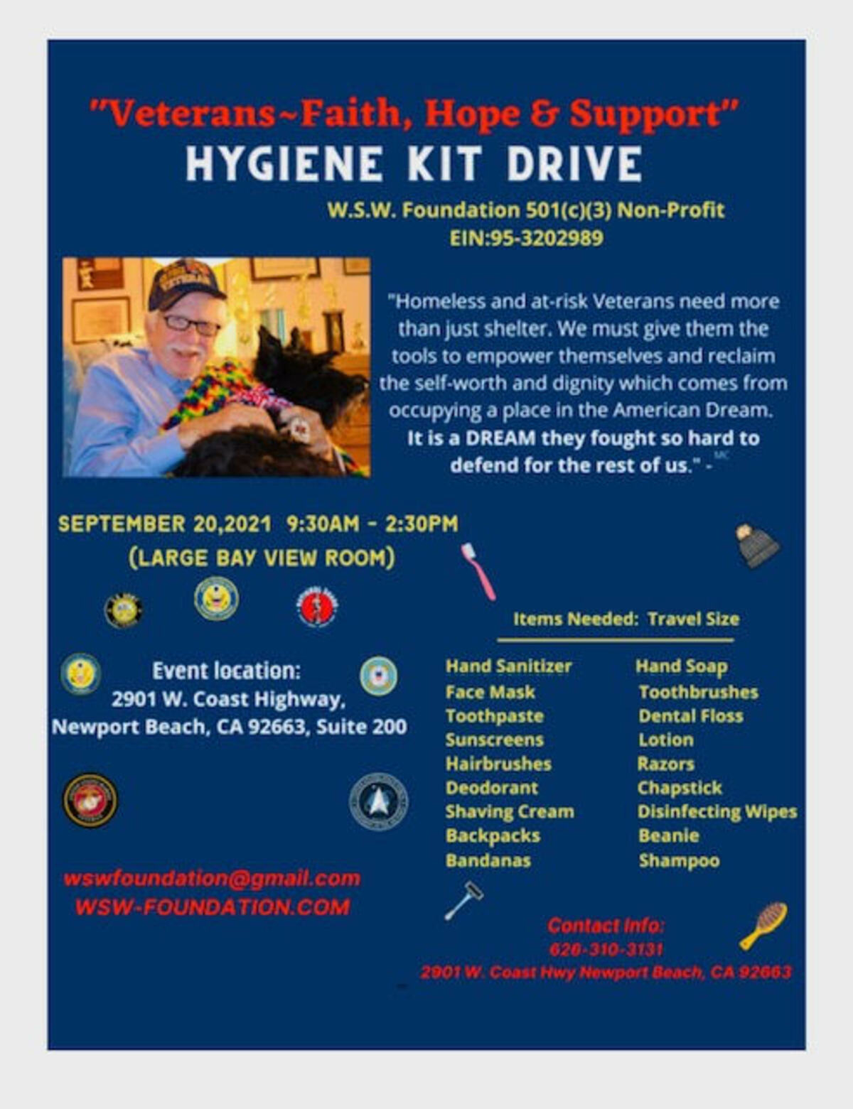 Veterans Hygiene Kit Drive Banner