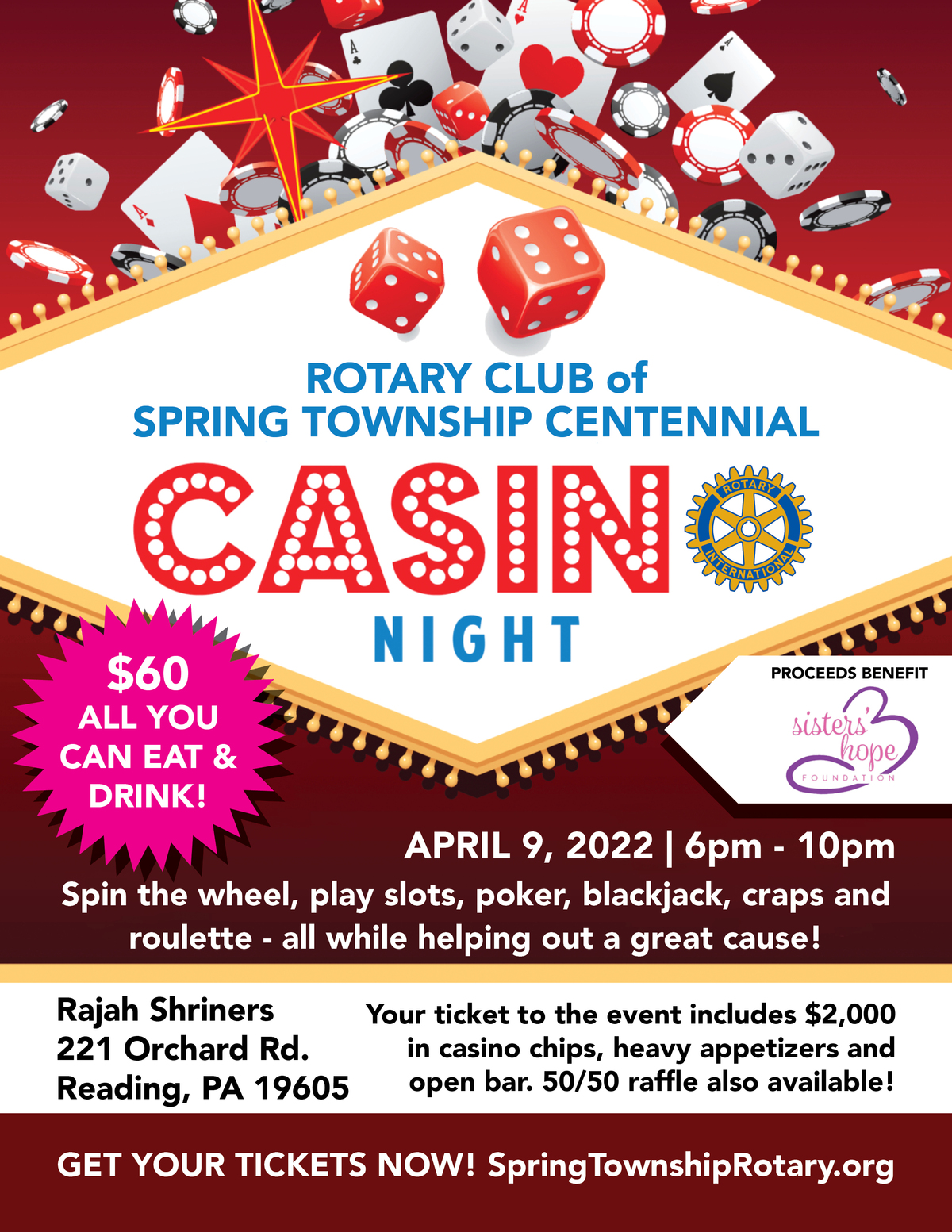 Spring Township Rotary 2022 Casino Night  Banner