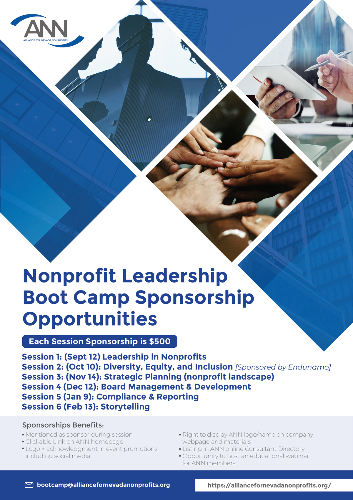 Nonprofit Leadership Boot Camp Sponsorship Opportunities Banner