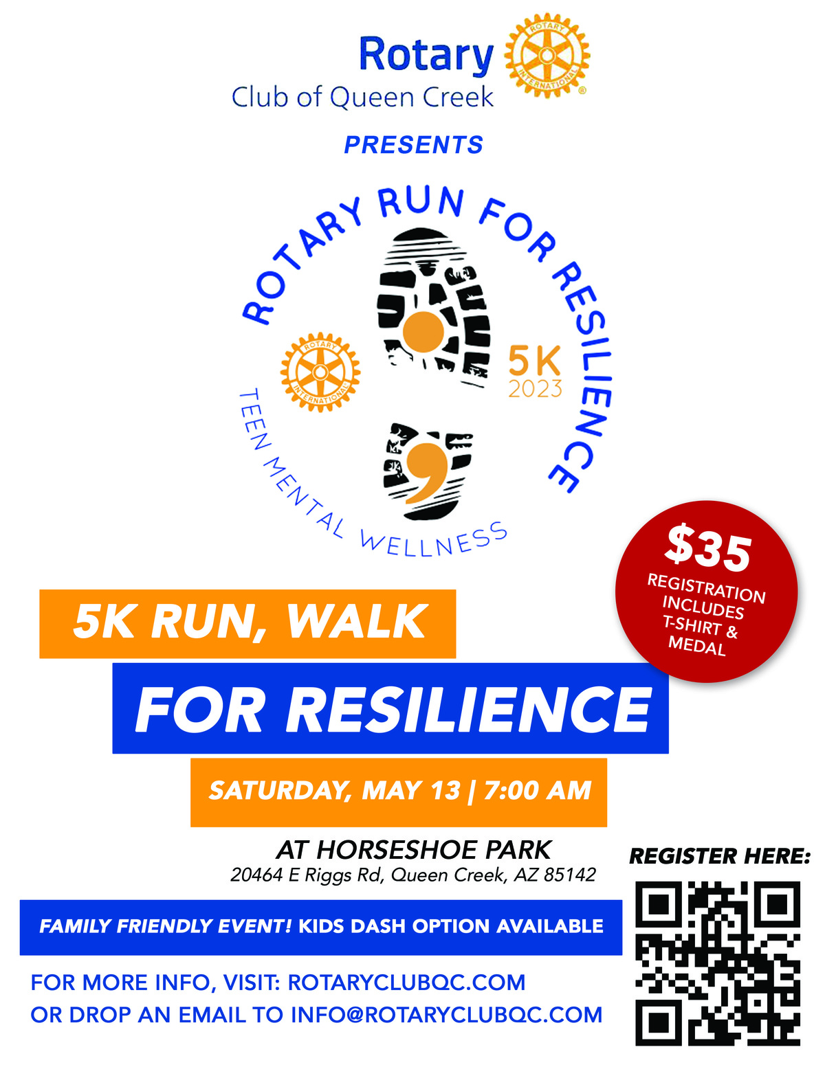 Queen Creek Rotary Run For Resilience 5K Banner