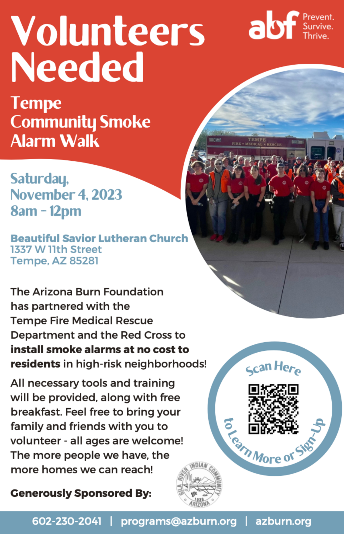 Tempe Community Smoke Alarm Walk Banner