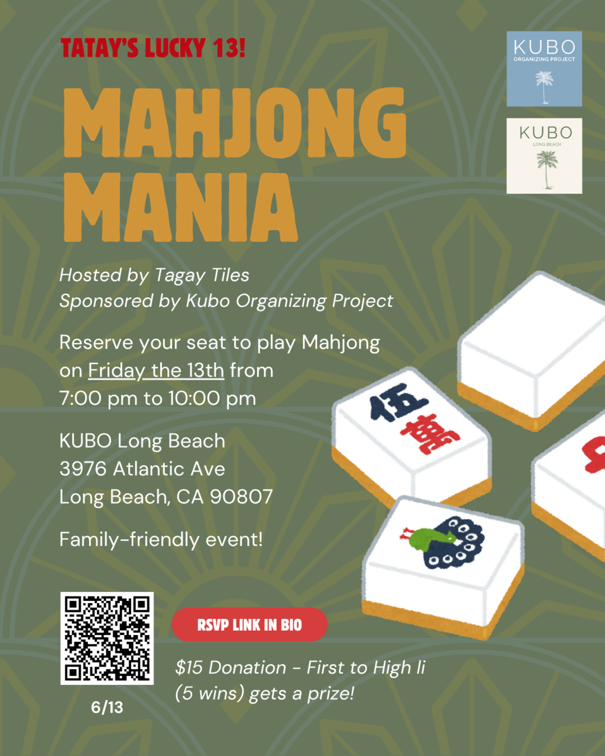 6/13 Mahjong Mania: Tatay's Lucky 13 Banner