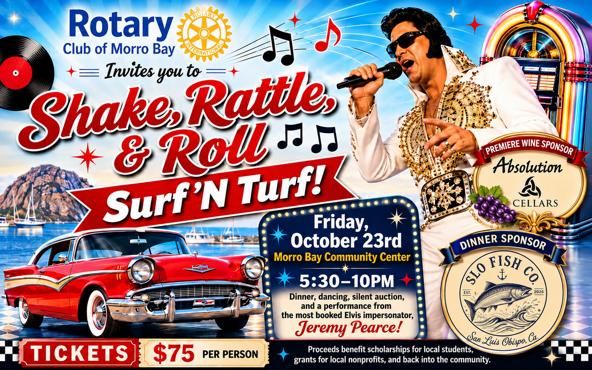 2026 - Rotary Club of Morro Bay - Shake Rattle & Roll Fundraiser! Banner