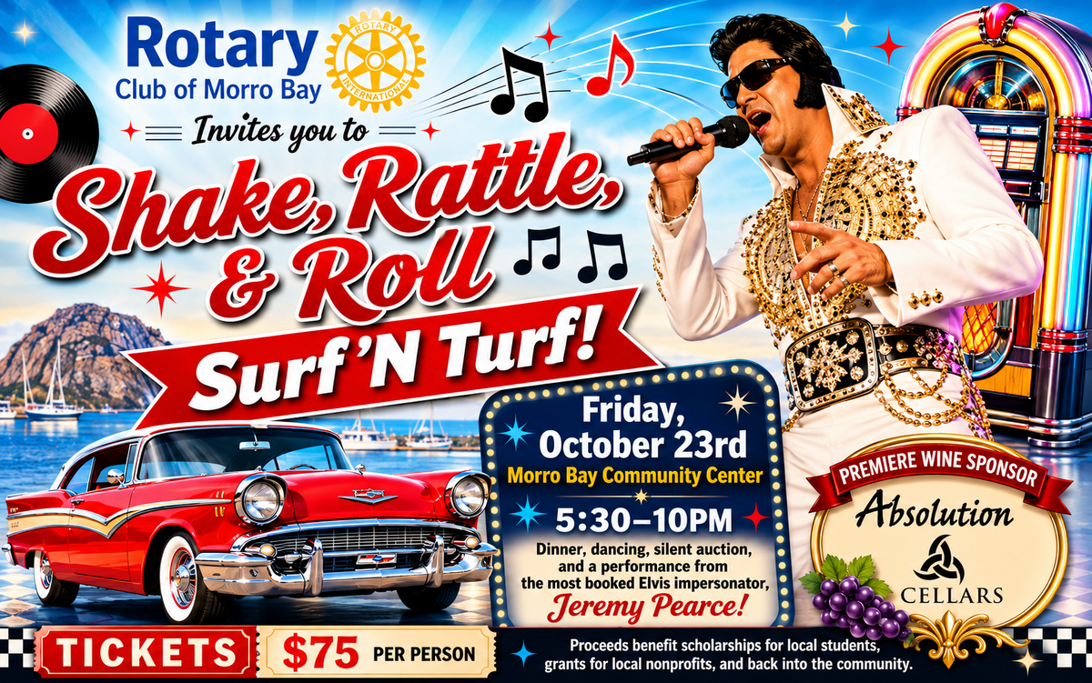 2026 - Rotary Club of Morro Bay - Shake Rattle & Roll Fundraiser! Banner