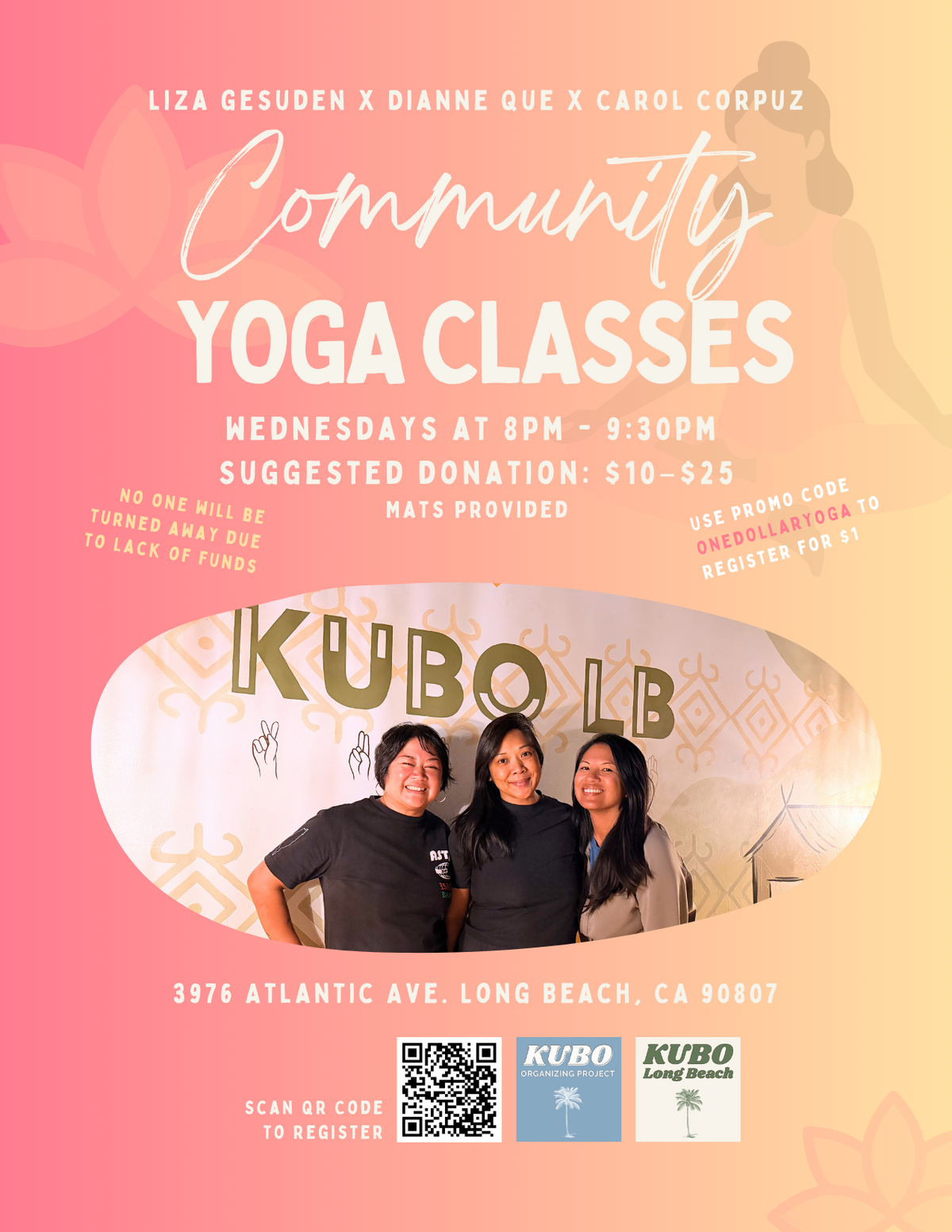 Community Yoga at KUBO LB (Sept 9) Banner