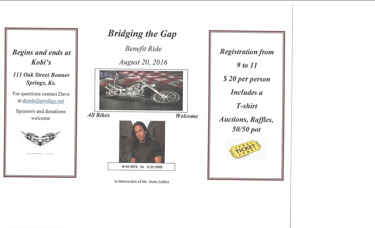 Bridging The Gap Motorcycle Benefit Ride Banner
