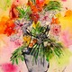 Flowers in a Blue Pot